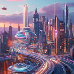 city skyline at night