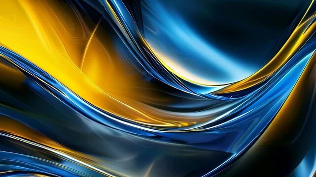 Abstract liquid motion background with blue and yellow waves for slow motion video effects and cinematic projects