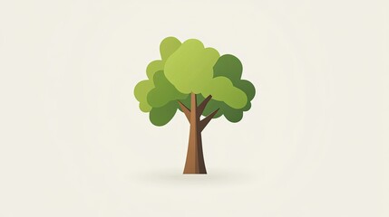 A minimalist tree icon with a tall trunk and lush green leaves, suited for outdoor or environmental branding.