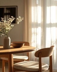 Dining Space with Chairs and Table in Soft Atmospheric Light