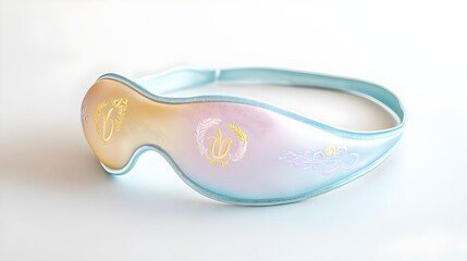 Blue Eye Mask with Floral Embroidery for Sleep