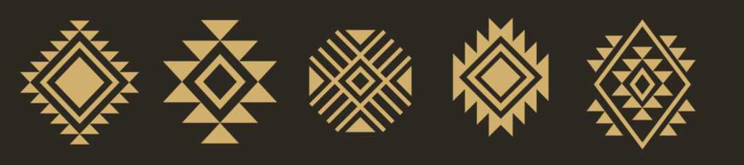 aztec logo pattern embroidery emblem gold