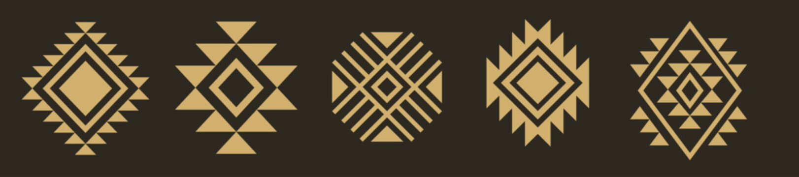 aztec logo pattern embroidery emblem gold