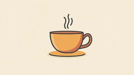 A simple coffee cup icon with rising steam, designed in flat vector style for cafe or breakfast themes.