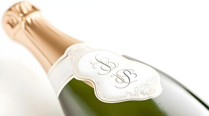 Elegant Champagne Bottle Label Design with Monogram