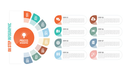 Pie chart with 10 to 04 steps. Colorful diagram collection with Circle icons for infographic, business presentation. Vector illustration.