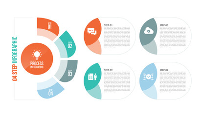 Pie chart with 10 to 04 steps. Colorful diagram collection with Circle icons for infographic, business presentation. Vector illustration.