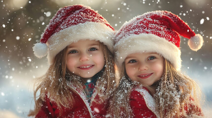 girls wearing christmas costume. Christmas concept