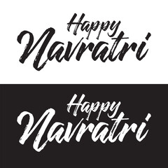 Navaratri calligraphy with lord Durga face vector. Mahaashtami is a Navaratri day..  isolated on black and white background. Vector Illustration. EPS 10