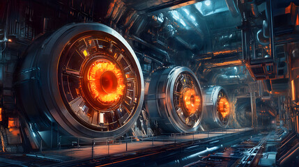 Fototapeta premium Sci-Fi Power Plant: Glowing Core.