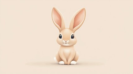 Obraz premium Creative rabbit logo with large ears and a soft, friendly expression, ideal for children's brands or eco-friendly products
