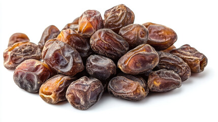 Obraz premium Dried Dates, Isolated dried date fruits on a white background, perfect for culinary or health-related projects Ideal for stock photography use