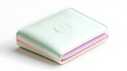 Pastel Green Leather Wallet with Pink and Purple Layers