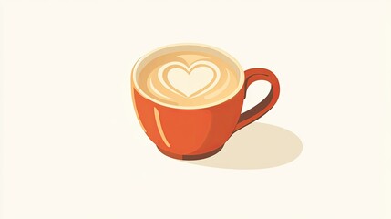 Obraz premium Icon of a coffee mug with a heart-shaped design on the foam, evoking warmth and comfort.