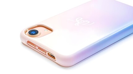 Pink & Blue Gradient Phone Case with Gold Trim