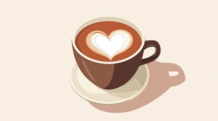 Icon of a coffee mug with a heart-shaped design on the foam, evoking warmth and comfort.