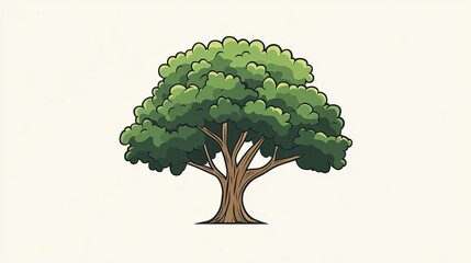 Icon of a large deciduous tree, designed with clean lines and natural colors, perfect for park signage.