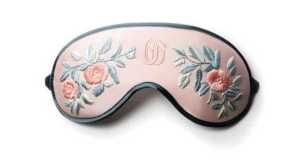 Gordijnen Pink Floral Eye Mask for Sleep and Relaxation © Phichaphat