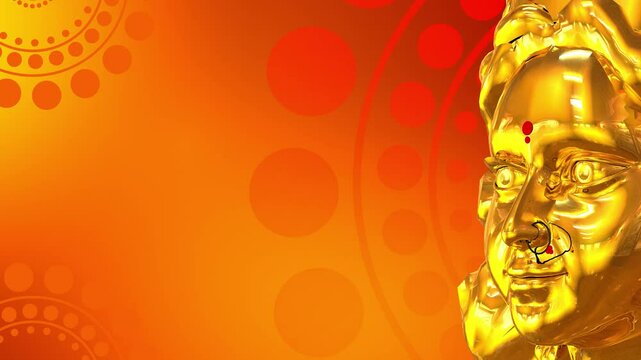 Durga puja festival background design with goddess durga 3D face illustration