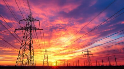 Power Lines at Sunset