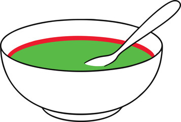 Simple Vector Bowl of Soup with Spoon
