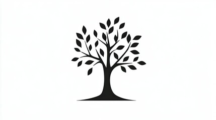Tree icon with simple branches and leaves, representing life, growth, and nature in a minimalist design.