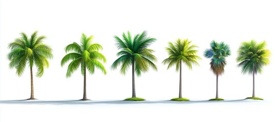 Lush Tropical Palm Tree Collection isolated on a white background