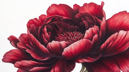 A Close-up of a Deep Red Peony Flower