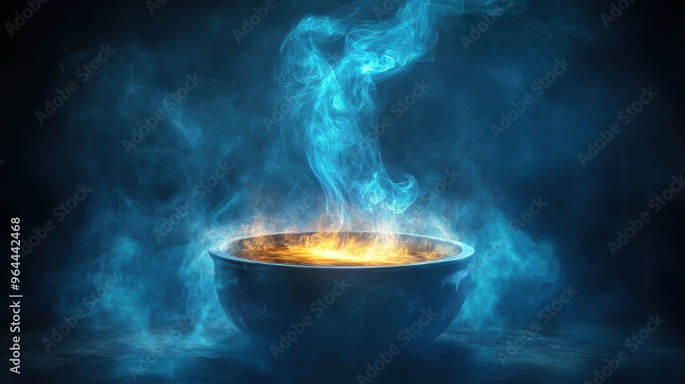 Wall mural Enchanting Cauldron with Magic Smoke Swirls - Mystical Potions and Spells