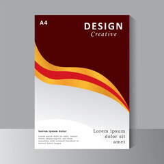 Cover and Brochure design layout with gold and red color, flyer design templates, company profile, magazine, poster, annual report, book cover with gold wave design in A4 size, vector eps 