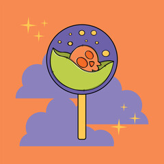 Colorful Halloween Candy with Flat Design