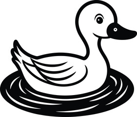 Quirky Duckling Swimming Blissfully in Pond Vector Image
