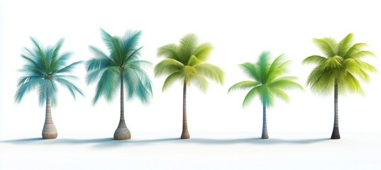 Obraz premium Coconut Trees Set isolated on white background 