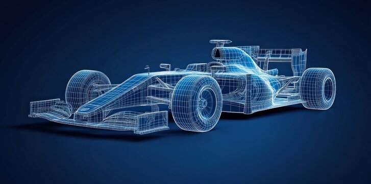 Wireframe Racing Car