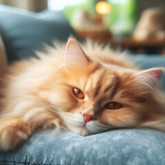 a cat with a lazy face, generated by AI
