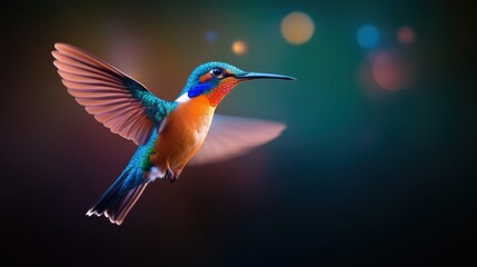 Vibrant Parrot in Mid-Flight Against a Bokeh Background.