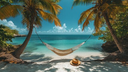 Relaxing Hammock by the Tropical Beach