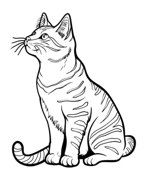 Intricate cat illustration with abstract patterns for adult coloring book