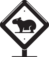 CAPYBARA IN TRAFFIC SIGN FOR GRAPHIC DESIGN AND VECTORS, VECTORIZED IMAGE FOR DIGITAL CONTENT CREATION OF TRAFFIC SIGNS WITH CAPYBARA