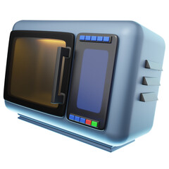 3D Microwave Oven with Digital Display - Kitchen Appliance Illustration