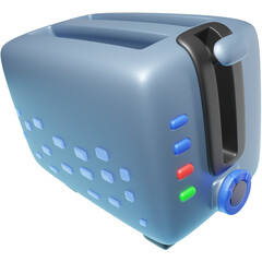 3D Rendered Toaster with Toasted Bread Slots - Modern Kitchen Appliance Illustration