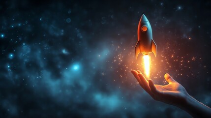 Obraz premium Rocket Launch From Hand.