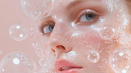Fototapeta premium Woman with Bubbles on her Face