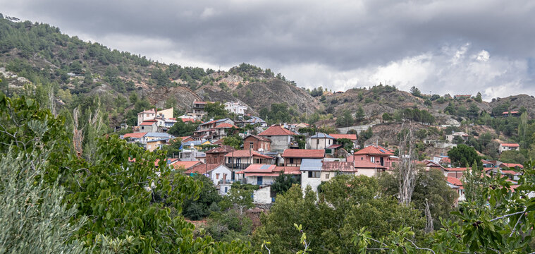 w of Phini (Foini), a picturesque, natural beauty, mountainous village in the Troodos Mountains at 920 m ASL, located nearby the town of Platres, Limassol district, Cyprus 