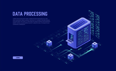 Isometric 3D Vector of Data Network Management: Cloud Storage, Business Devices, and Synchronization