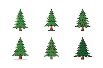 Vector spruce tree art illustration on white background