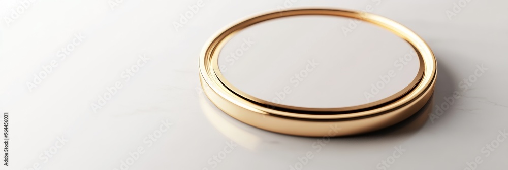 Aufkleber a 3d render of a badge with a gold rim and a blank circular area for text, designed with a shiny sur