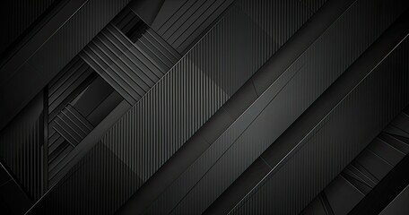 Obraz premium A modern abstract design featuring layered black geometric shapes and lines, creating a sleek and sophisticated aesthetic.