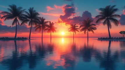 Obraz premium Tropical Sunset Paradise