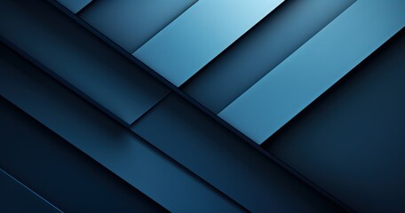 A modern abstract design featuring layered blue shapes and lines, creating a sense of depth and movement.